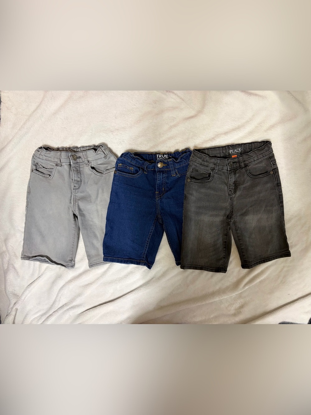 Bundle of Kids Denim Shorts - Dark Blue, Gray, Light Gray